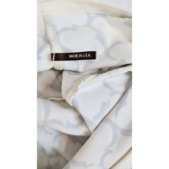 J McLaughlin Dress Sheath Ivory Black/ Green Geometric Lattice Stretch Size M - Picture 3 of 16